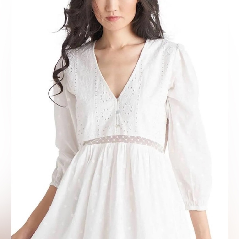 Black Tape_ White Eyelet Mini Dress - Picture 3 of 12